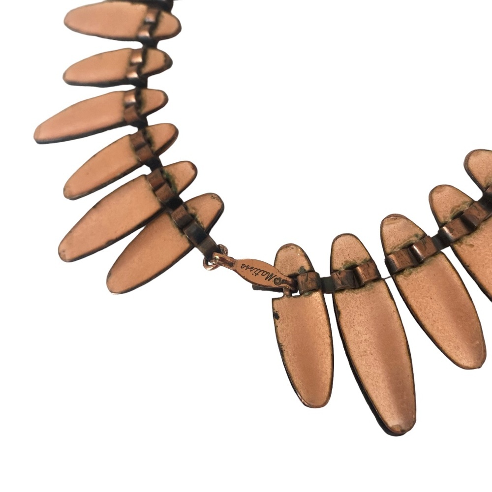 VTG Matisse Renoir copper black enamel necklace MCM mid century Nefertiti - Picture 8 of 10